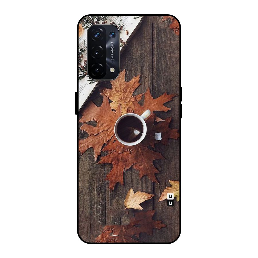 Fall Leaf Coffee Metal Back Case for Oppo A74 5G