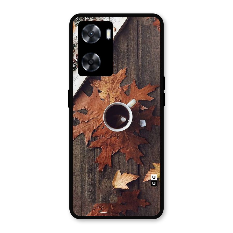 Fall Leaf Coffee Metal Back Case for Oppo A77s