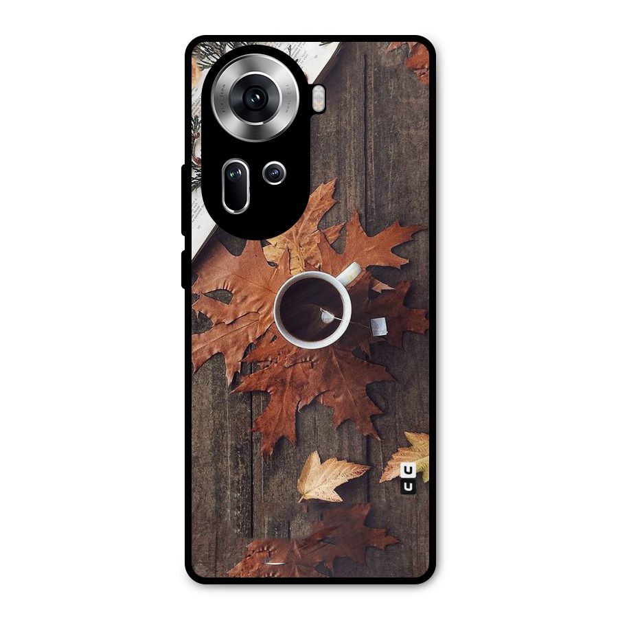 Fall Leaf Coffee Metal Back Case for Oppo Reno11 5G