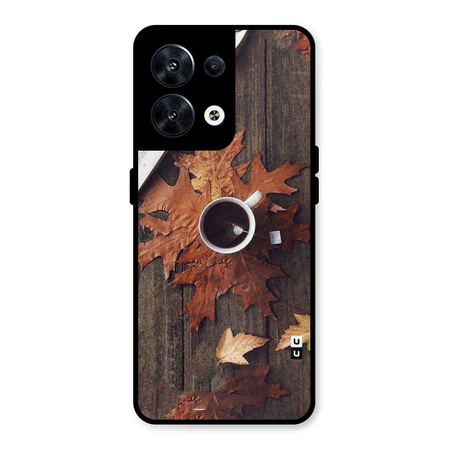 Fall Leaf Coffee Metal Back Case for Oppo Reno8 5G