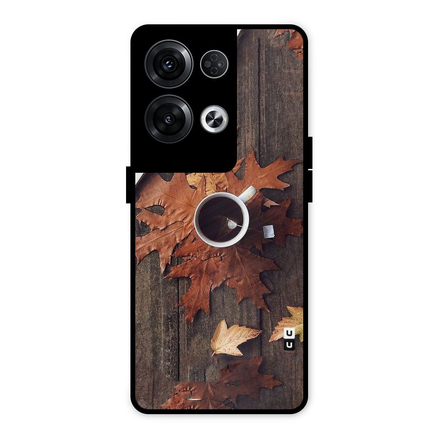 Fall Leaf Coffee Metal Back Case for Oppo Reno8 Pro 5G