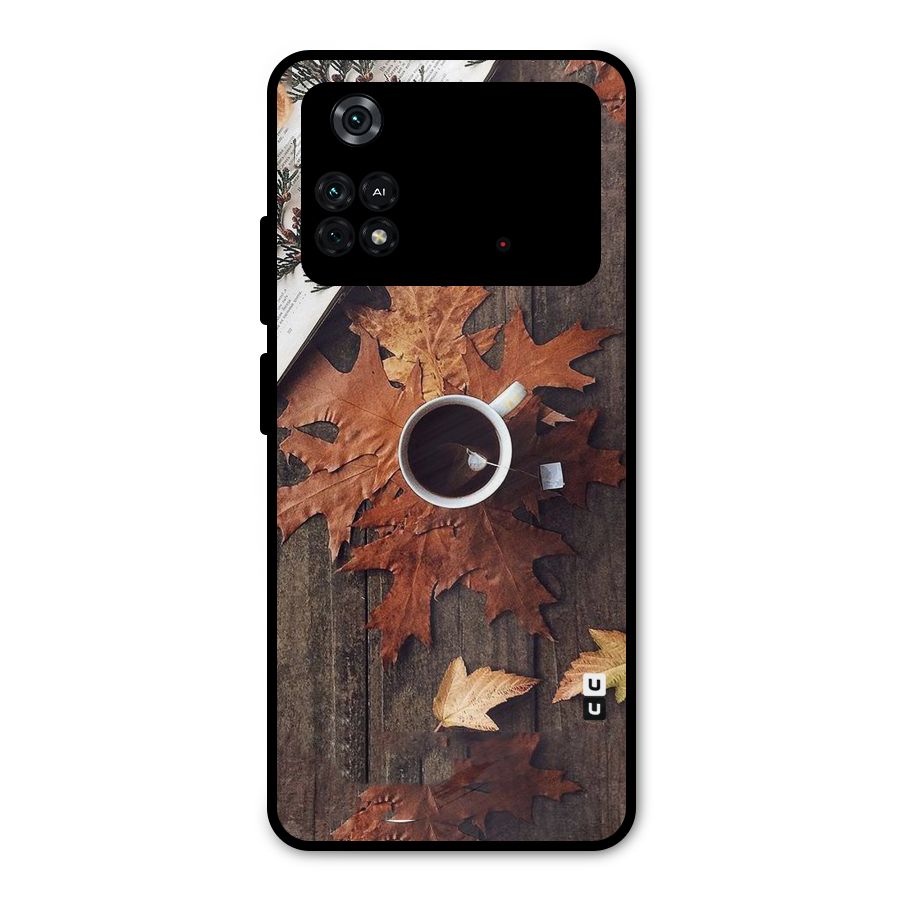 Fall Leaf Coffee Metal Back Case for Poco M4 Pro 4G
