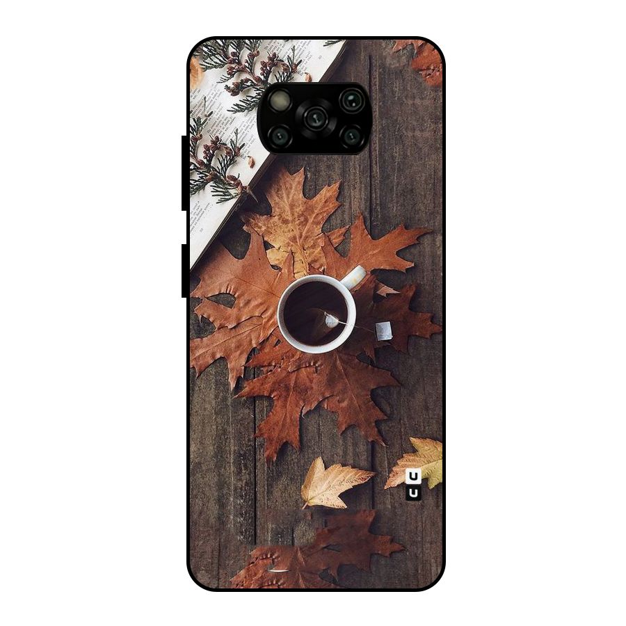 Fall Leaf Coffee Metal Back Case for Poco X3