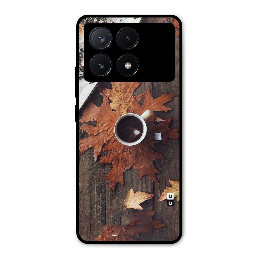 Fall Leaf Coffee Metal Back Case for Poco X6 Pro