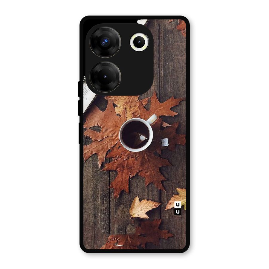 Fall Leaf Coffee Metal Back Case for Tecno Camon 20 Pro