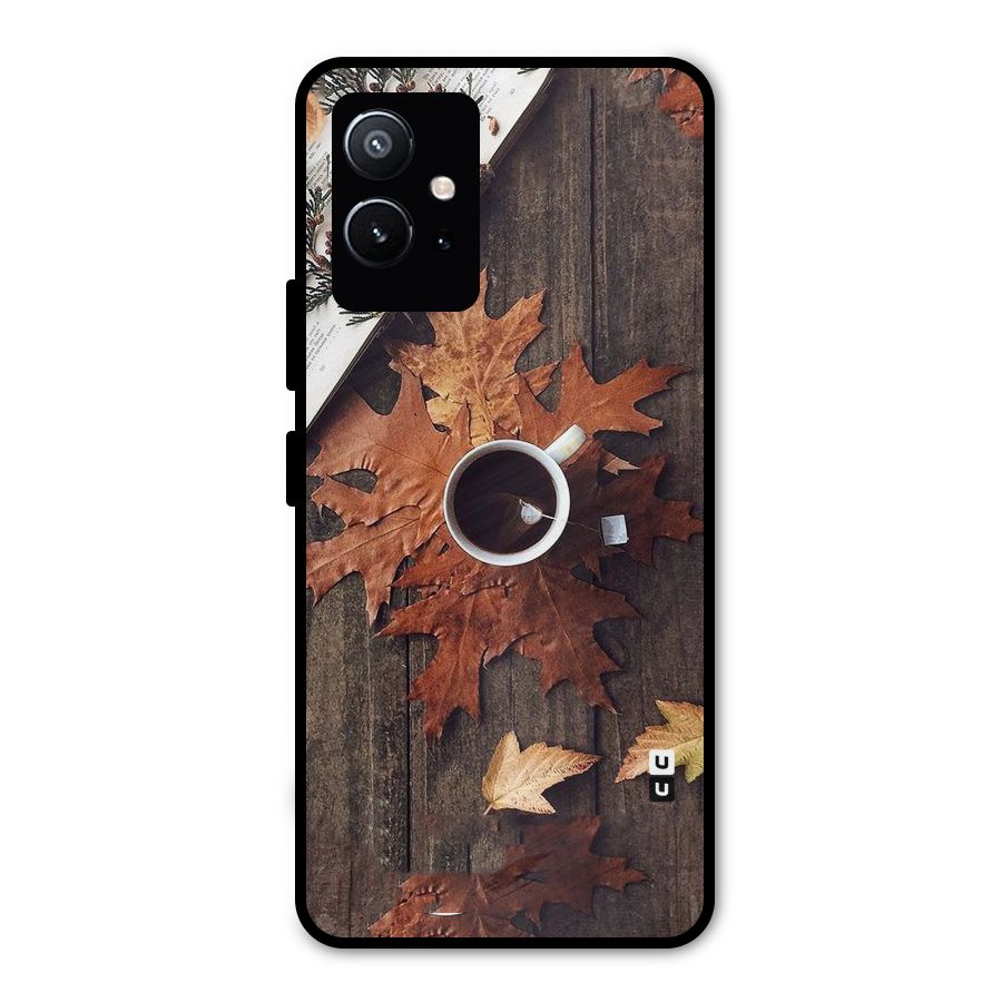 Fall Leaf Coffee Metal Back Case for Vivo T1 5G