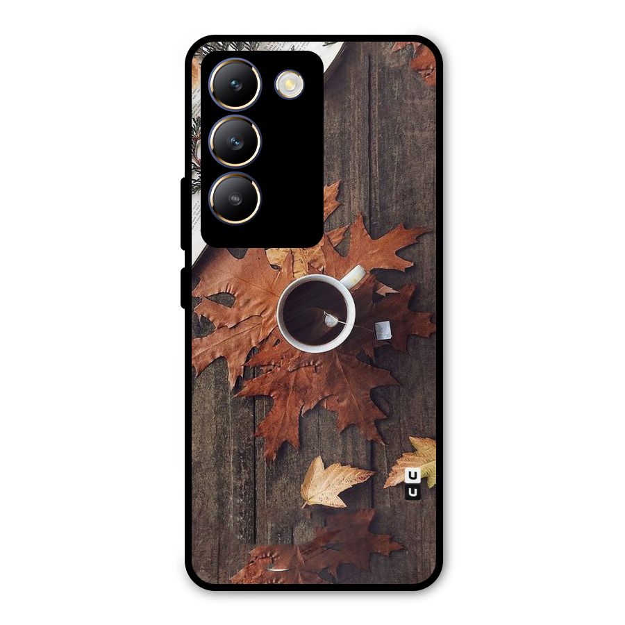 Fall Leaf Coffee Metal Back Case for Vivo T3 5G