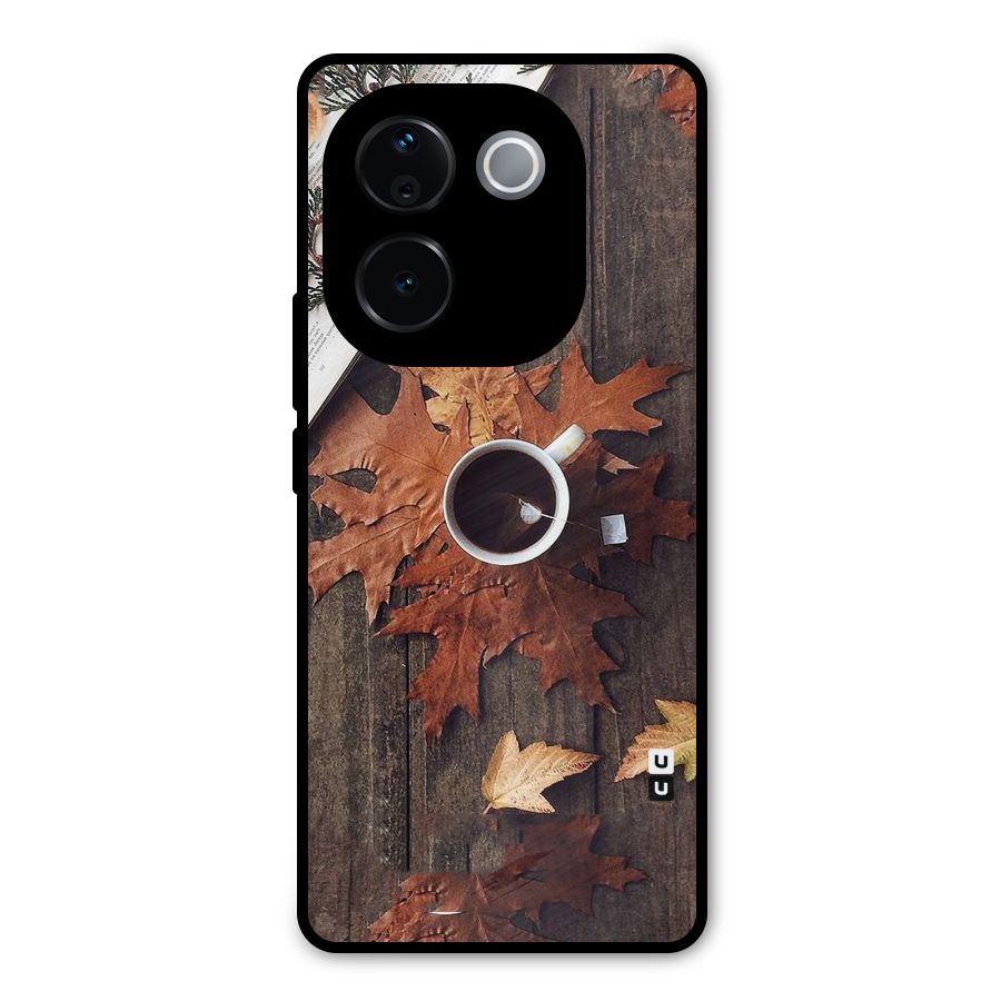 Fall Leaf Coffee Metal Back Case for Vivo T3 Pro