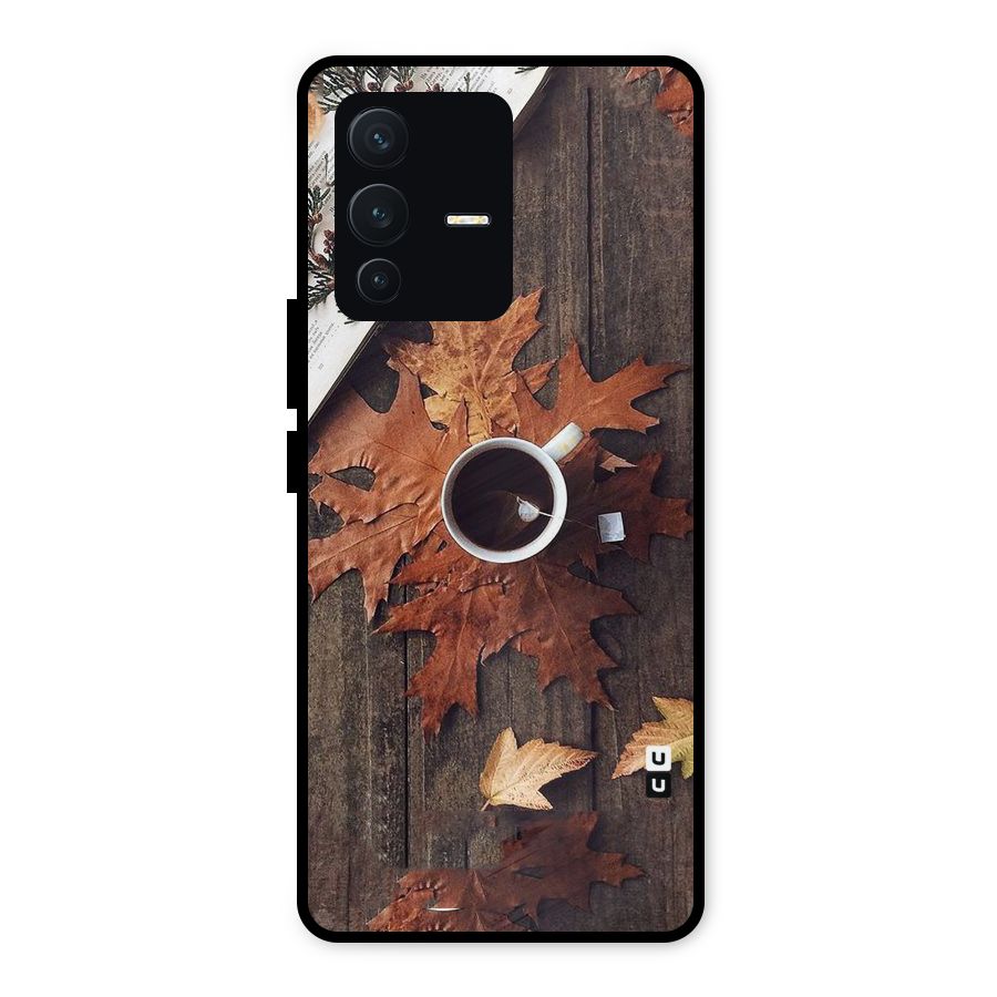 Fall Leaf Coffee Metal Back Case for Vivo V23 5G
