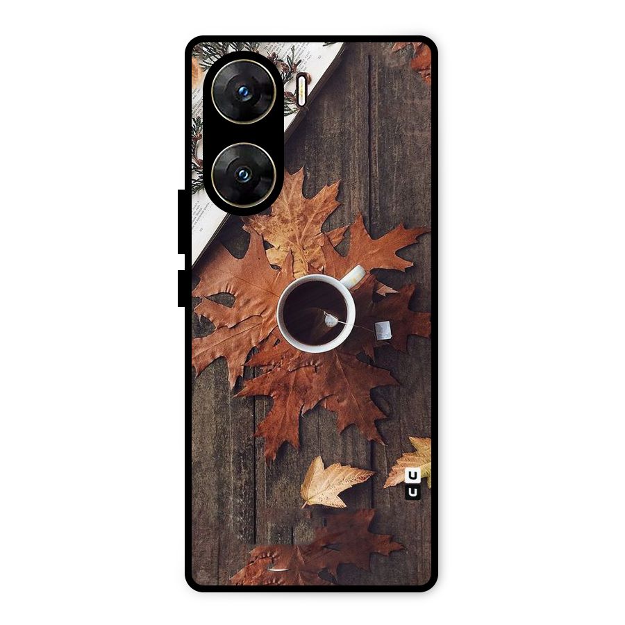 Fall Leaf Coffee Metal Back Case for Vivo V29e