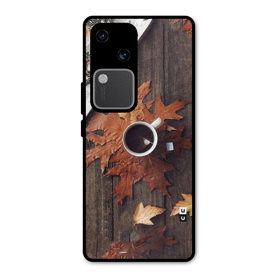 Fall Leaf Coffee Metal Back Case for Vivo V30