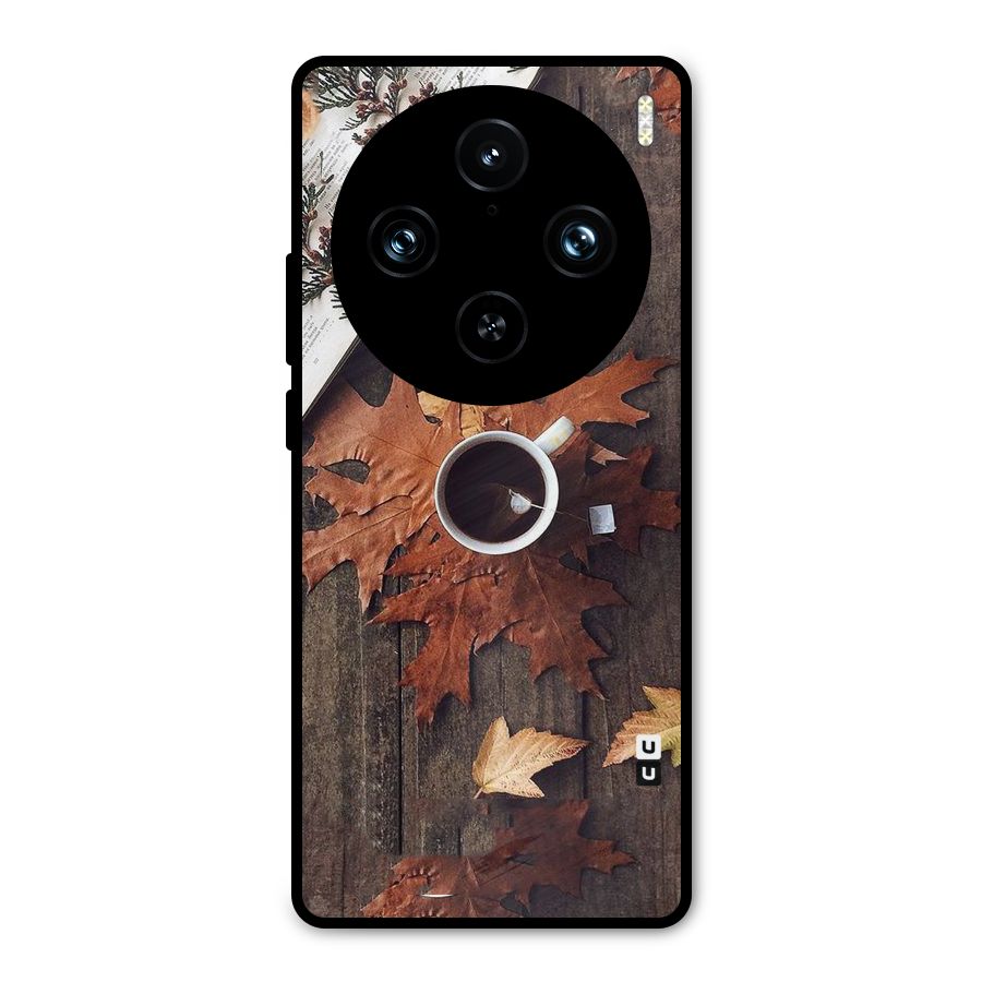 Fall Leaf Coffee Metal Back Case for Vivo X100 Pro