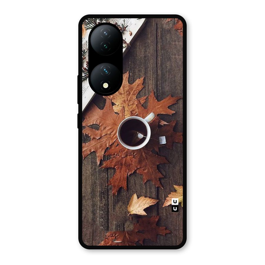 Fall Leaf Coffee Metal Back Case for Vivo Y100