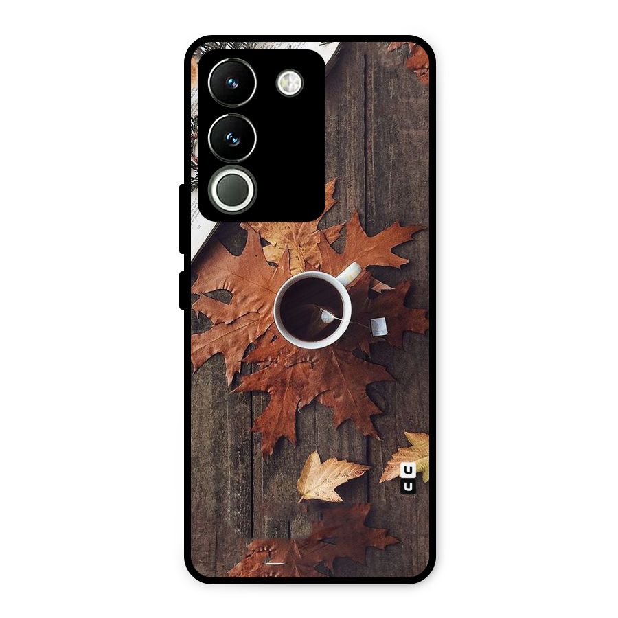 Fall Leaf Coffee Metal Back Case for Vivo Y200