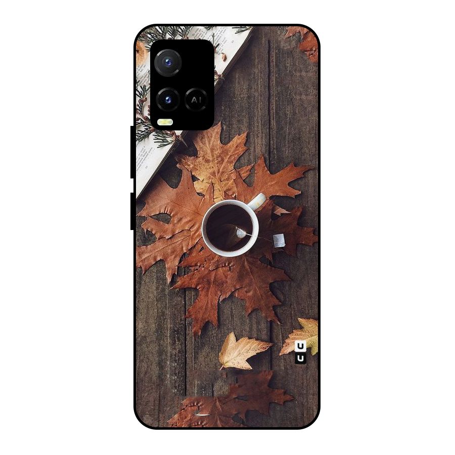 Fall Leaf Coffee Metal Back Case for Vivo Y33s
