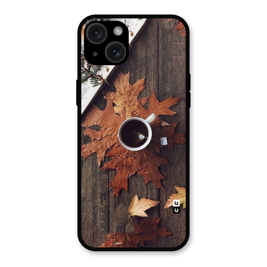 Fall Leaf Coffee Metal Back Case for iPhone 15 Plus