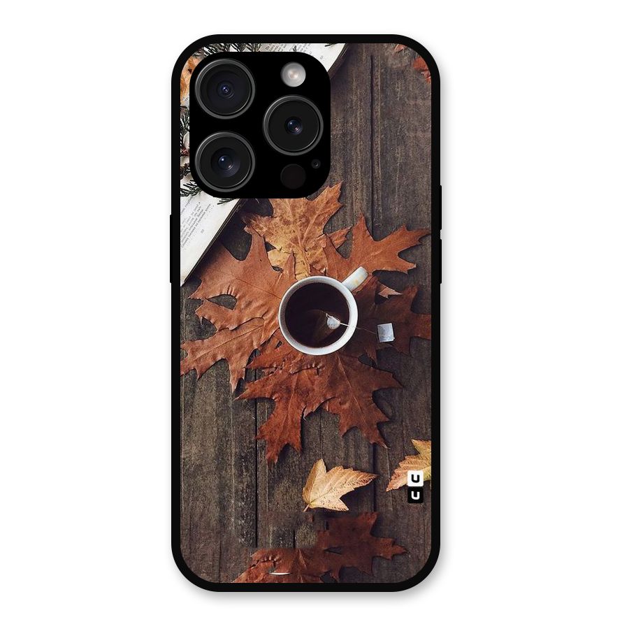 Fall Leaf Coffee Metal Back Case for iPhone 15 Pro