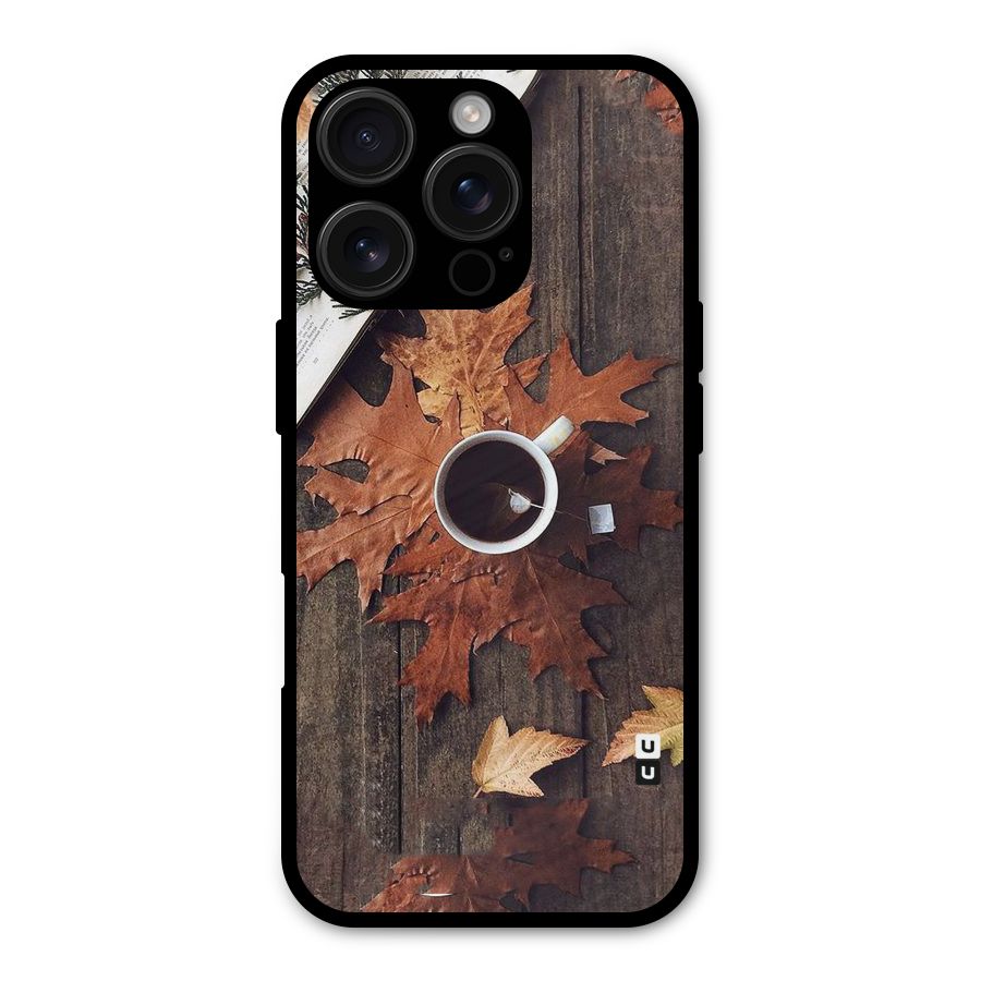 Fall Leaf Coffee Metal Back Case for iPhone 16 Pro