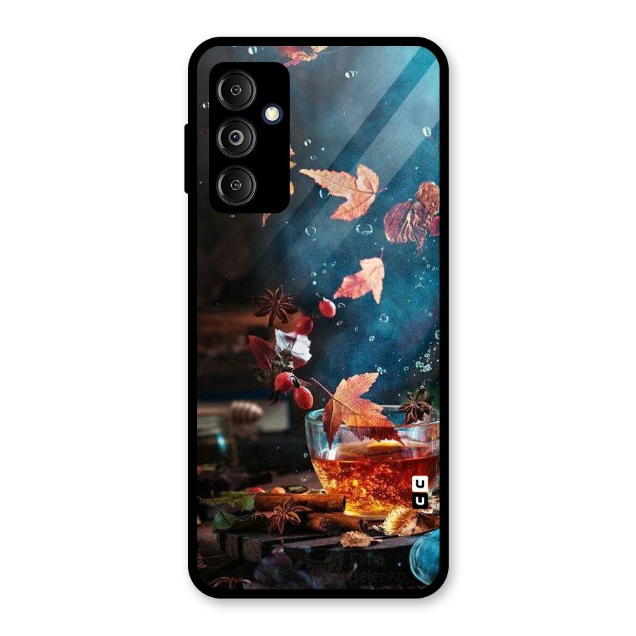 Falling Leaves Tea Glass Back Case for Galaxy M14 5G