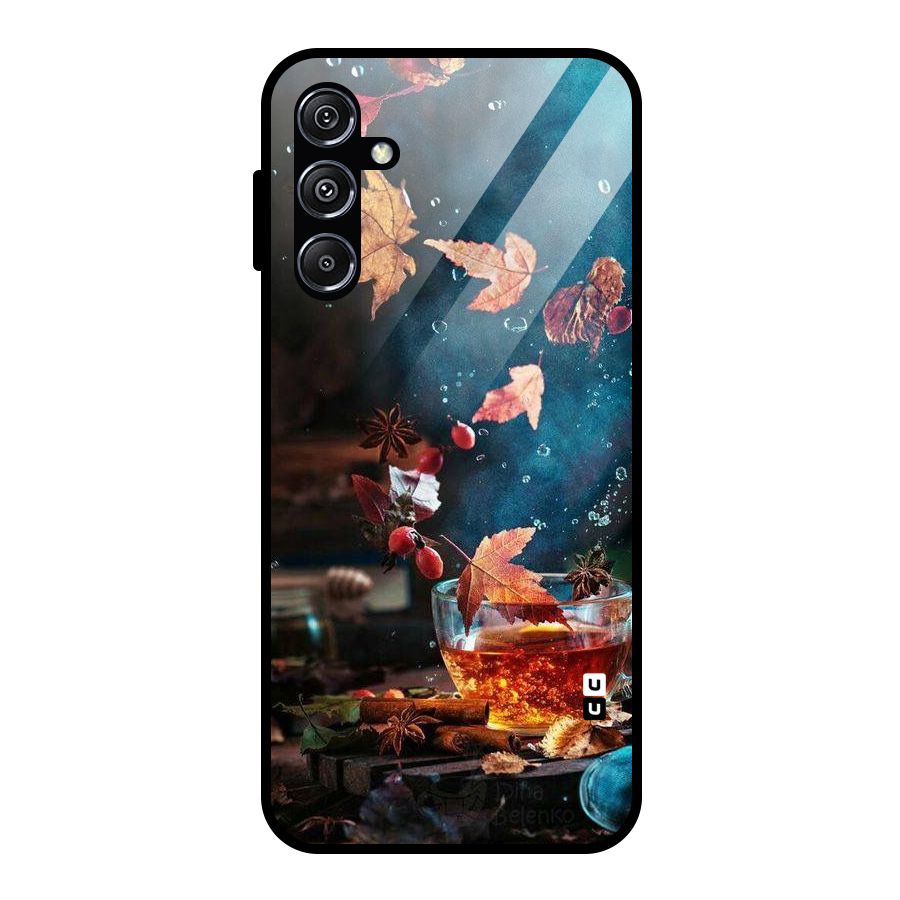 Falling Leaves Tea Glass Back Case for Galaxy M34 5G
