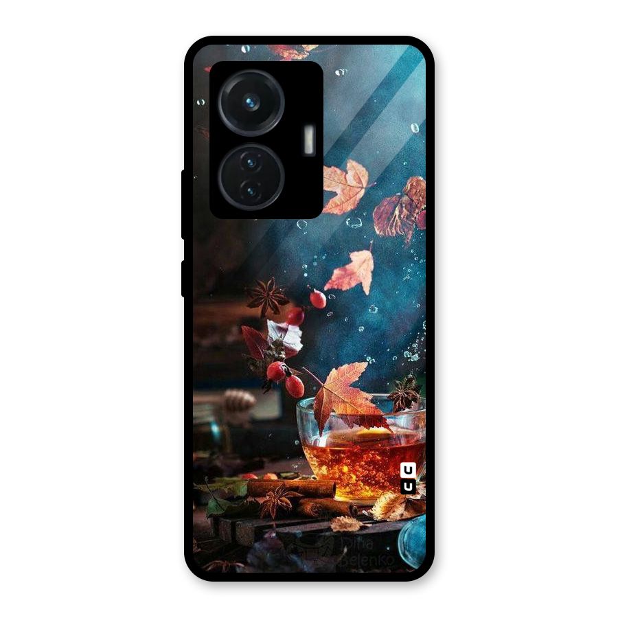 Falling Leaves Tea Glass Back Case for Vivo T1 44W