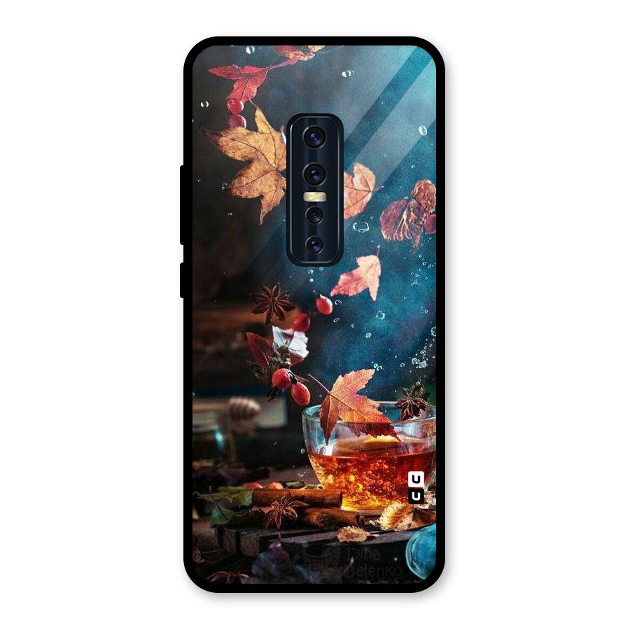 Falling Leaves Tea Glass Back Case for Vivo V17 Pro