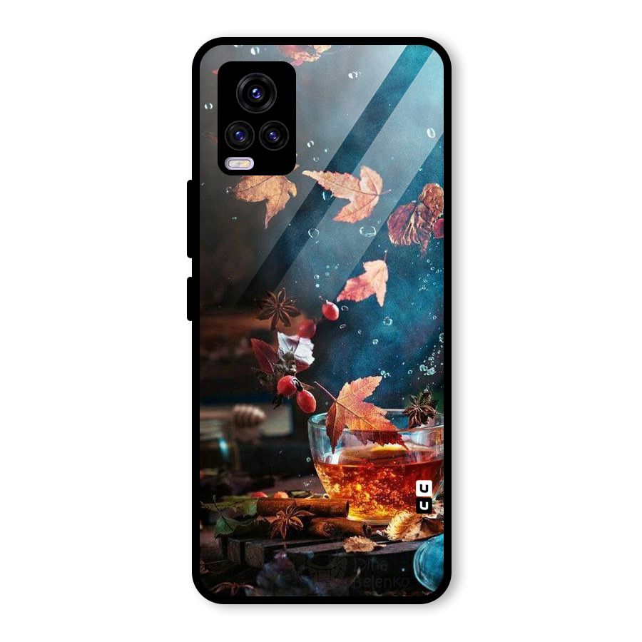 Falling Leaves Tea Glass Back Case for Vivo V20 2021