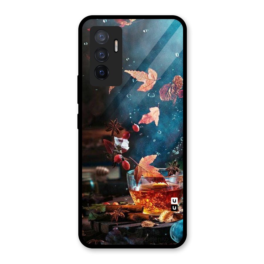 Falling Leaves Tea Glass Back Case for Vivo V23e