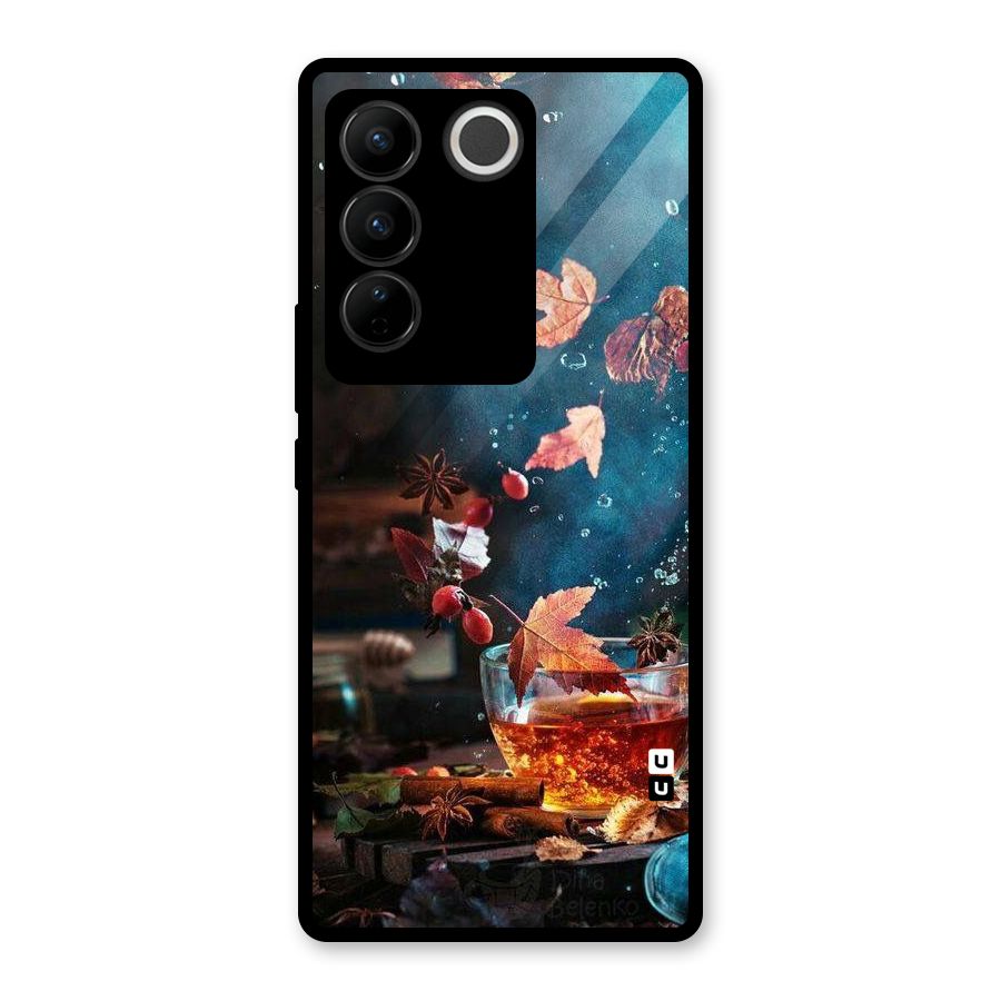Falling Leaves Tea Glass Back Case for Vivo V27