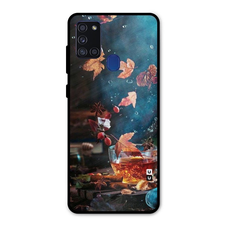 Falling Leaves Tea Metal Back Case for Galaxy A21s