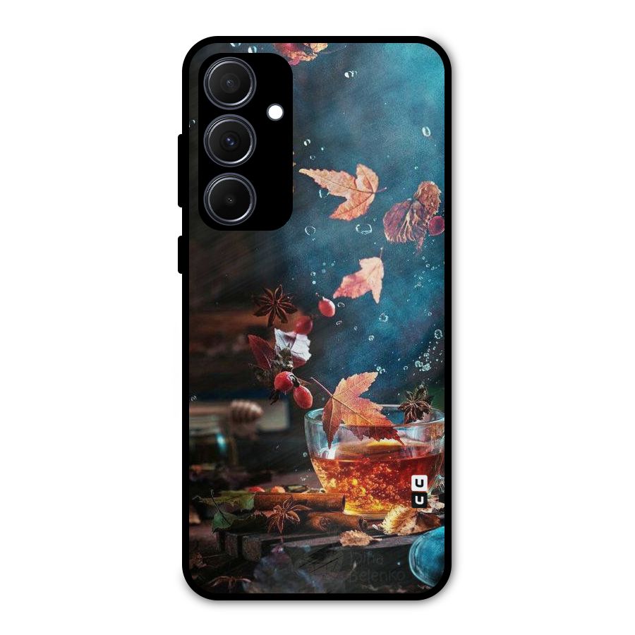 Falling Leaves Tea Metal Back Case for Galaxy A35