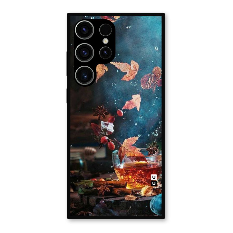 Falling Leaves Tea Metal Back Case for Galaxy S23 Ultra