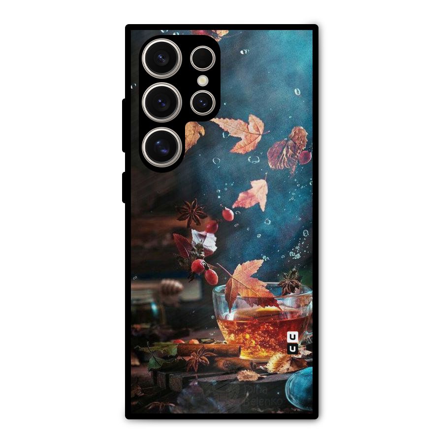 Falling Leaves Tea Metal Back Case for Galaxy S24 Ultra