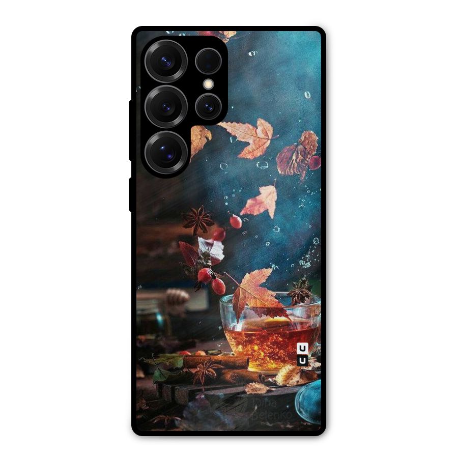 Falling Leaves Tea Metal Back Case for Galaxy S25 Ultra