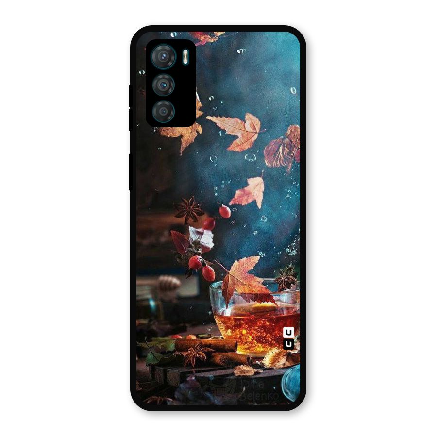 Falling Leaves Tea Metal Back Case for Moto G42