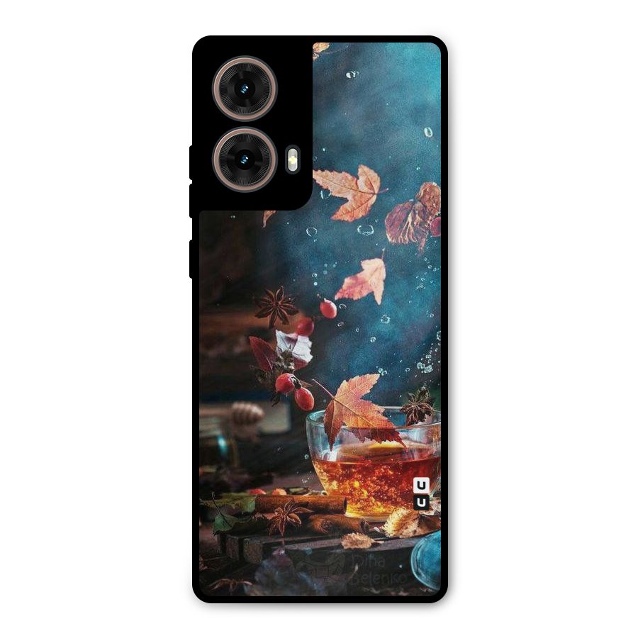 Falling Leaves Tea Metal Back Case for Moto G85