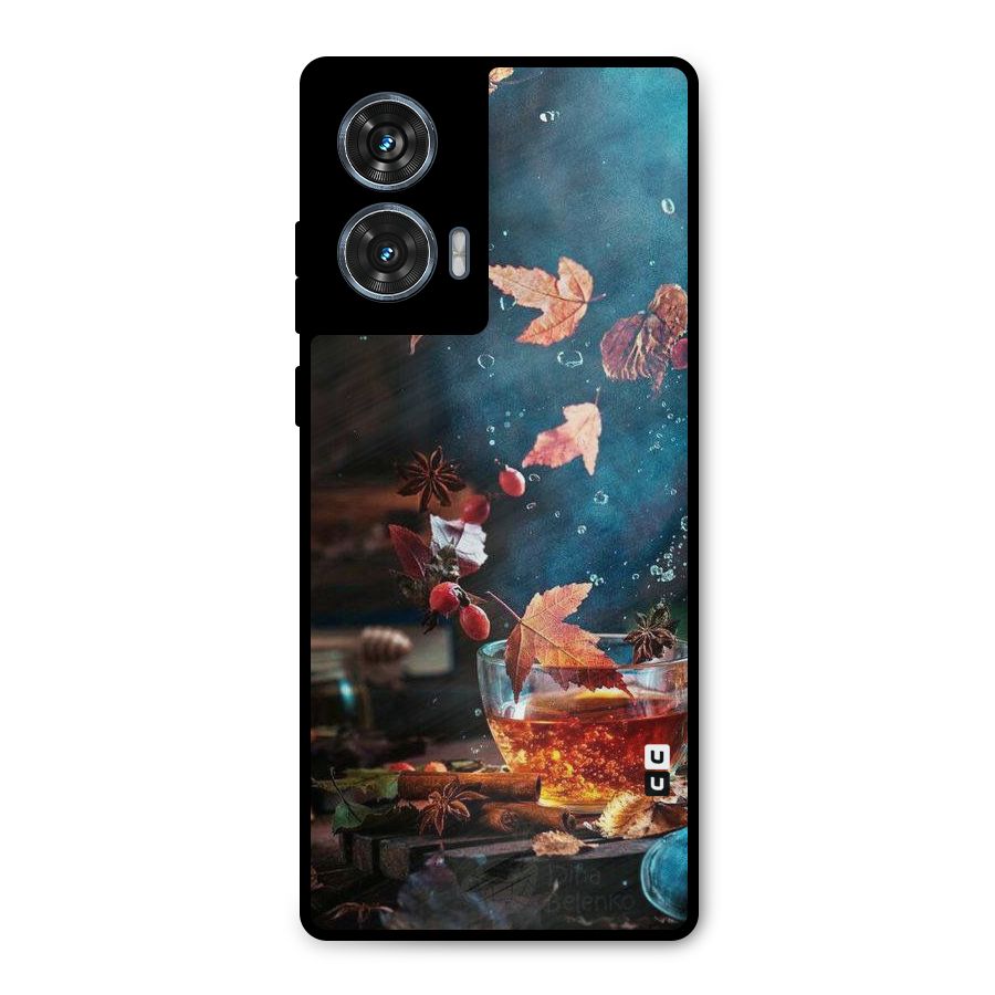 Falling Leaves Tea Metal Back Case for Motorola Edge 50 Fusion