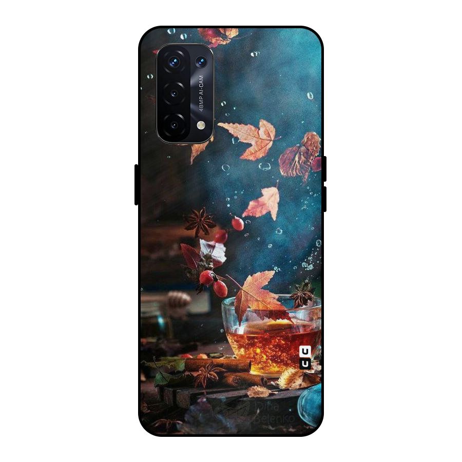 Falling Leaves Tea Metal Back Case for Oppo A74 5G