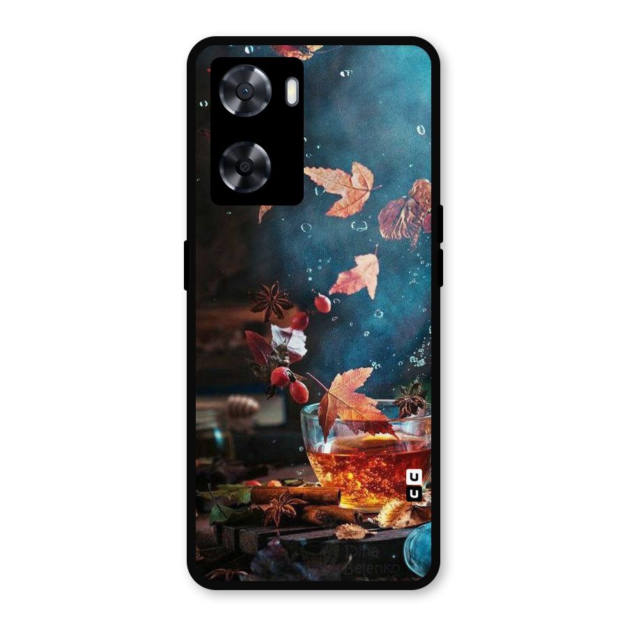 Falling Leaves Tea Metal Back Case for Oppo A77s