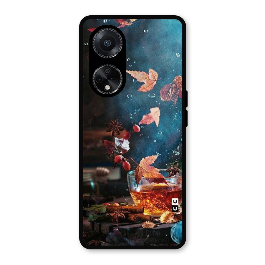 Falling Leaves Tea Metal Back Case for Oppo F23