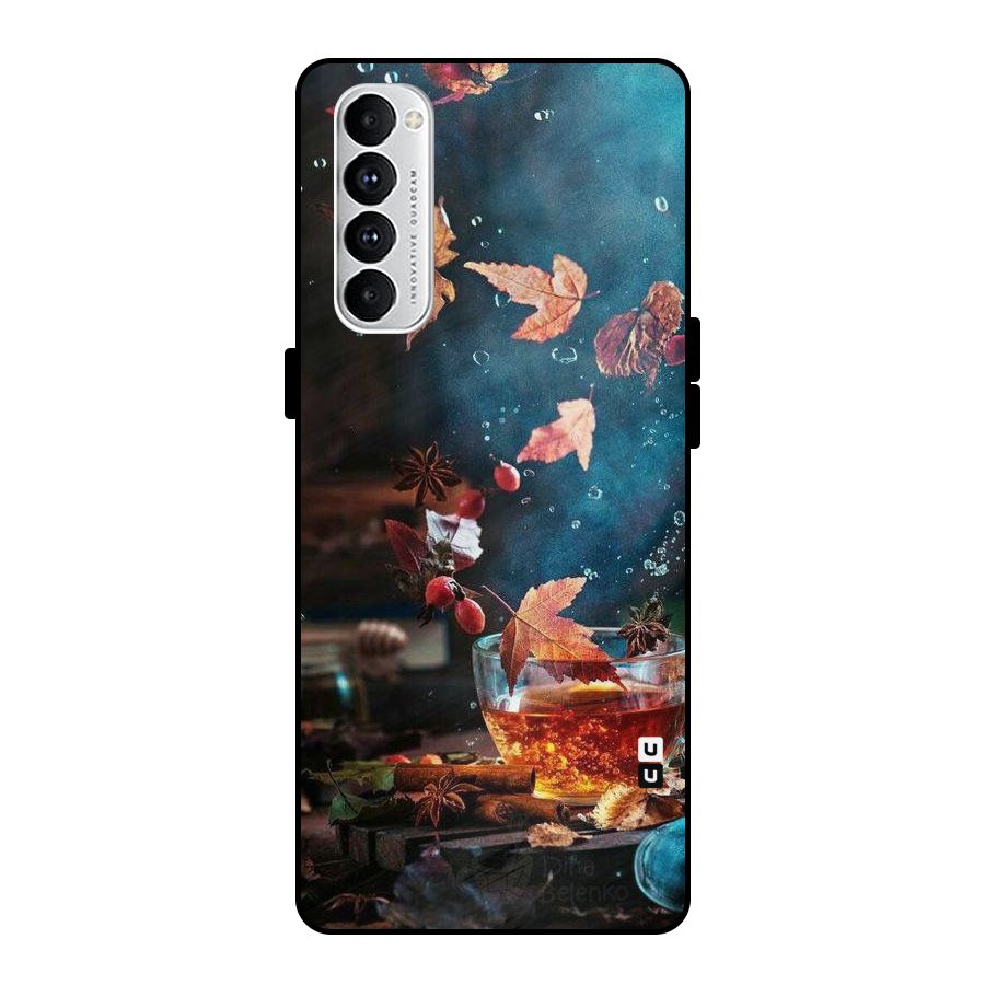 Falling Leaves Tea Metal Back Case for Oppo Reno4 Pro