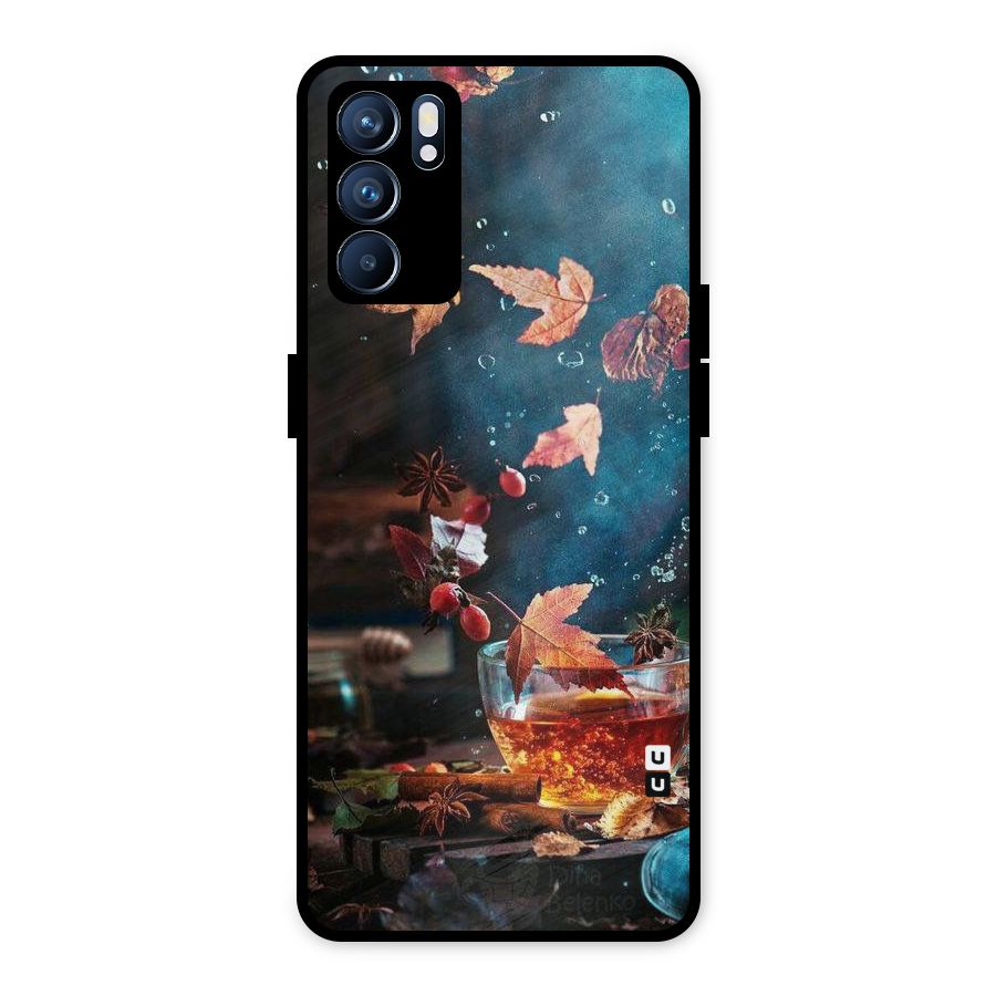 Falling Leaves Tea Metal Back Case for Oppo Reno6 5G
