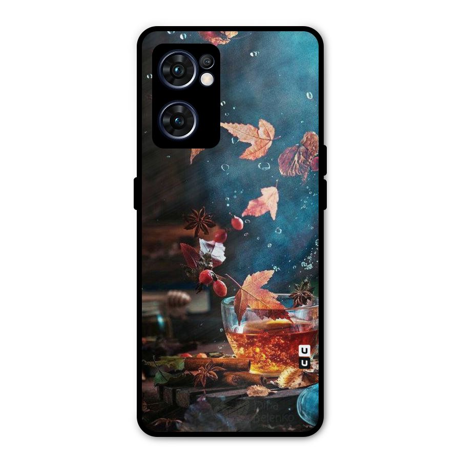 Falling Leaves Tea Metal Back Case for Oppo Reno7 5G