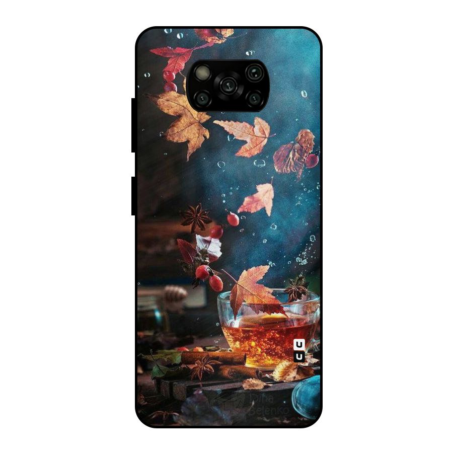 Falling Leaves Tea Metal Back Case for Poco X3