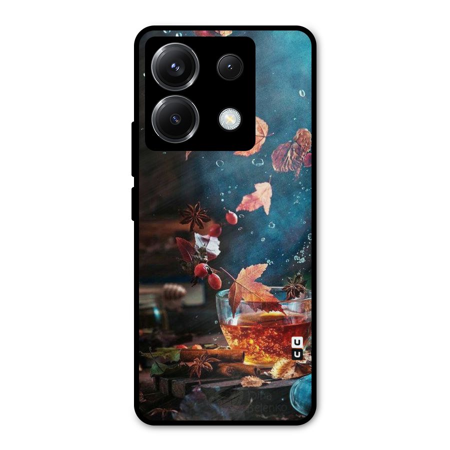 Falling Leaves Tea Metal Back Case for Poco X6