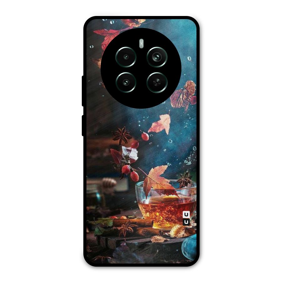 Falling Leaves Tea Metal Back Case for Realme 12 Pro Plus