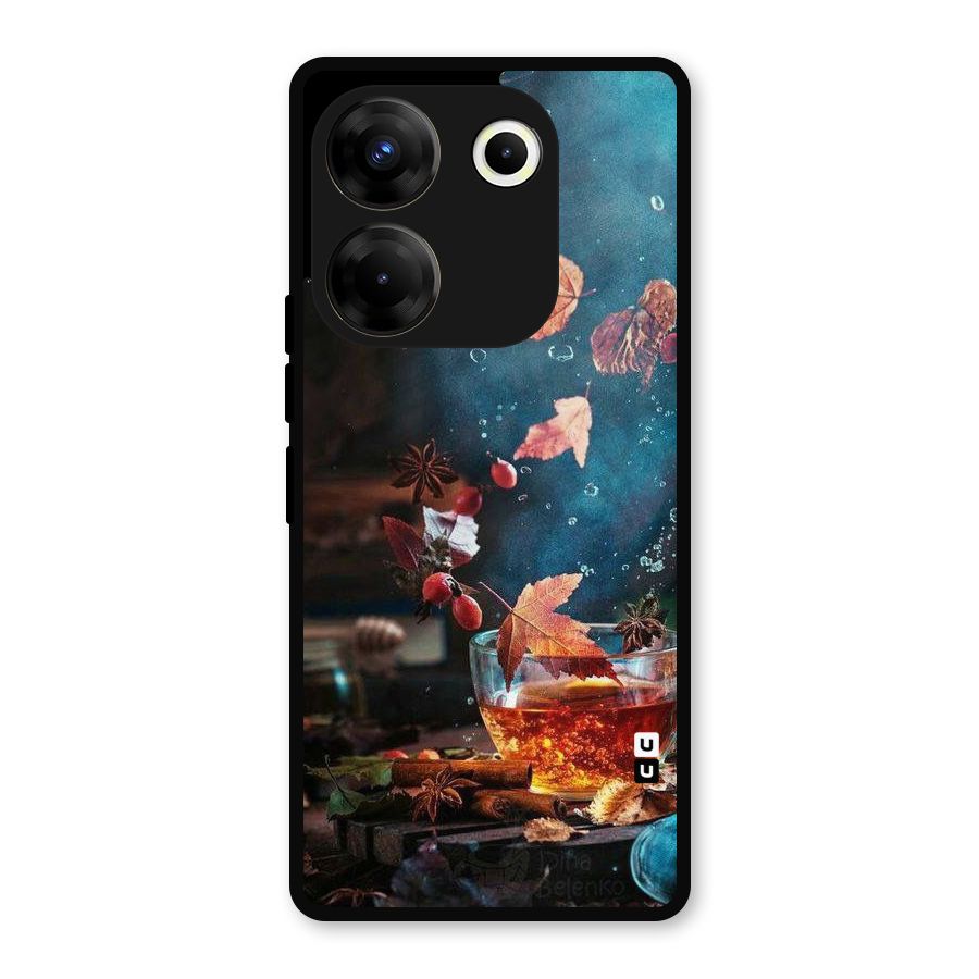 Falling Leaves Tea Metal Back Case for Tecno Camon 20 Pro