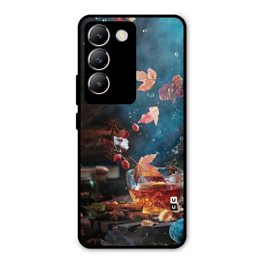 Falling Leaves Tea Metal Back Case for Vivo T3 5G