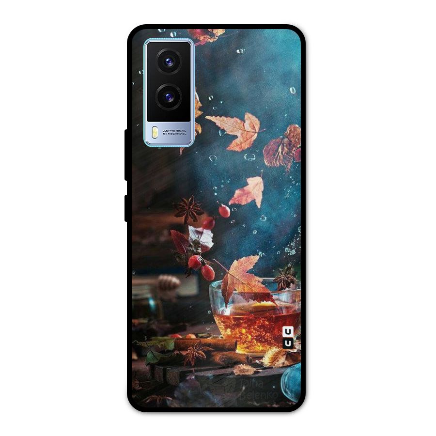Falling Leaves Tea Metal Back Case for Vivo V21e 5G
