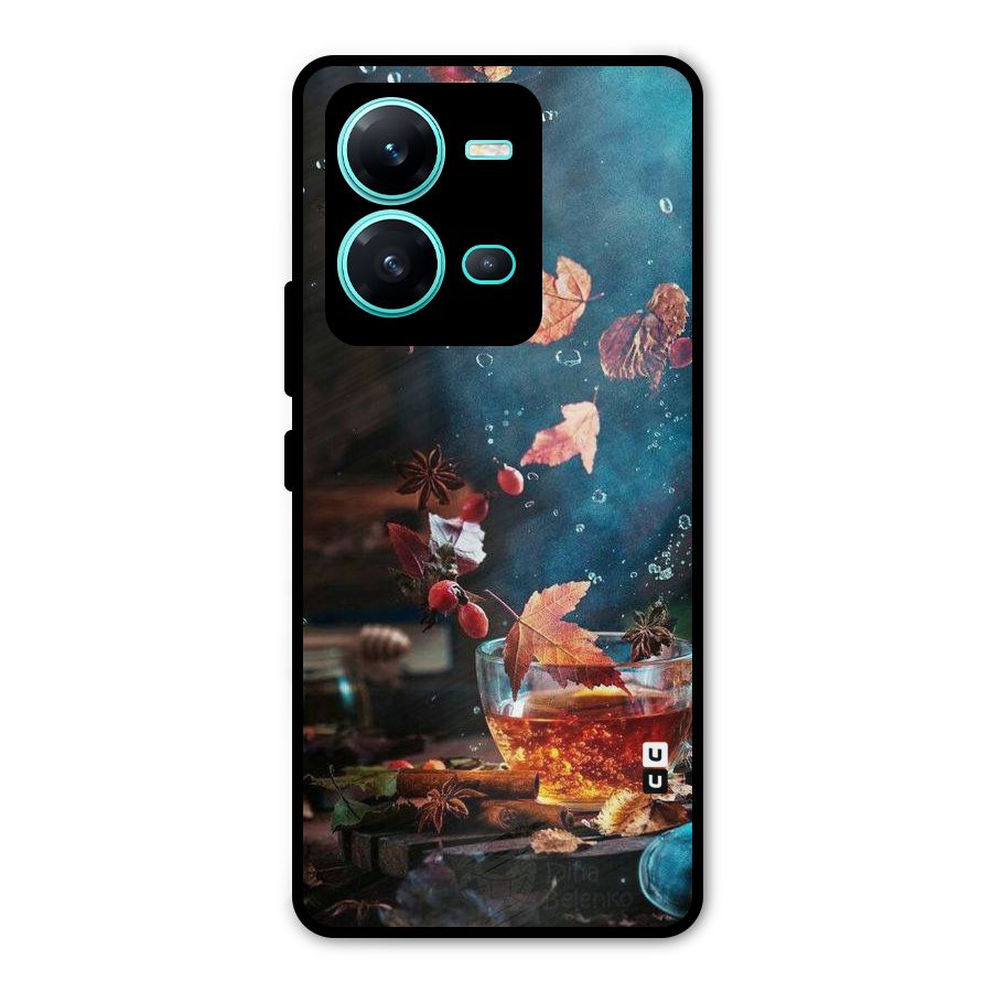 Falling Leaves Tea Metal Back Case for Vivo V25